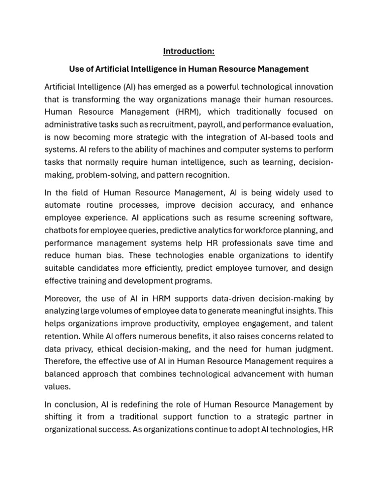 AI's Impact on Human Resource Management | PDF | Human Resource ...