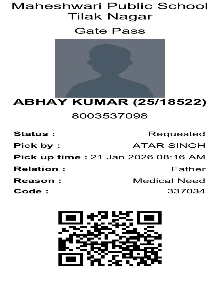 Maheshwari School Gate Pass Request | PDF