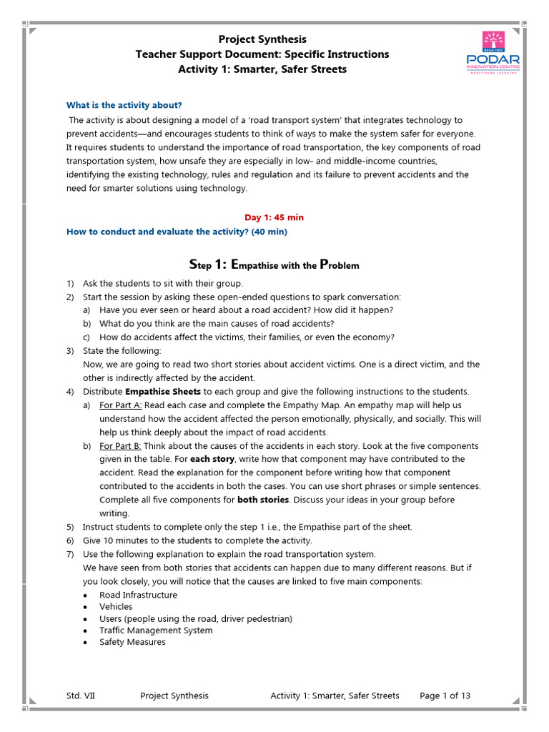 2 Tsd Std Vii Activity 1 Si | PDF | Traffic | Road Traffic Safety
