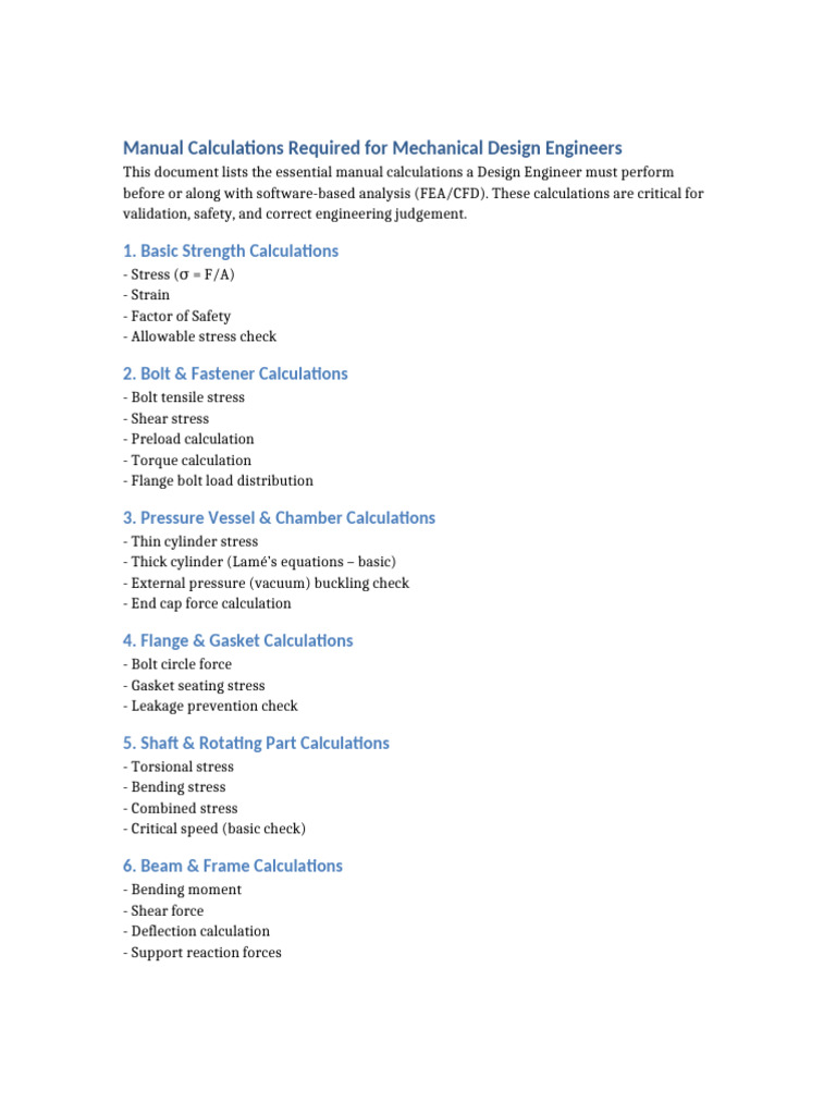 Essential Manual Calculations for Engineers | PDF