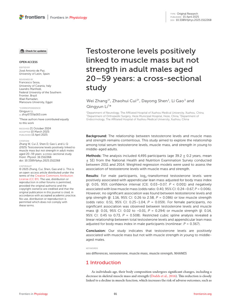 Testosterone's Impact on Muscle Mass in Males | PDF | Chronic Kidney ...