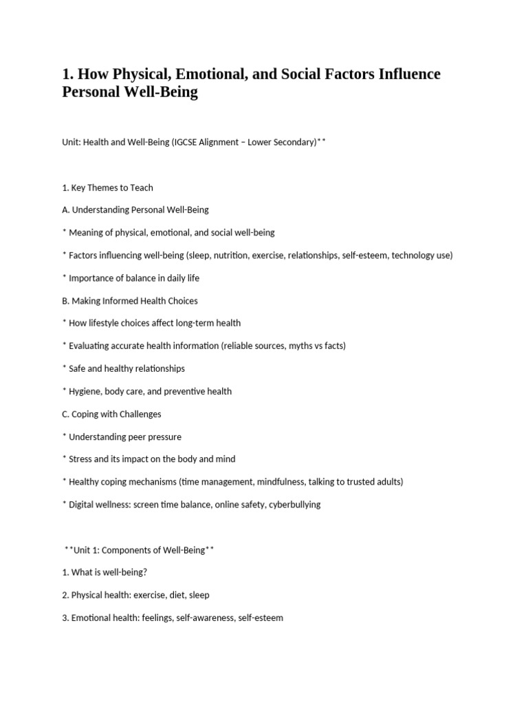 Factors Influencing Personal Well-Being | PDF | Well Being | Physical ...