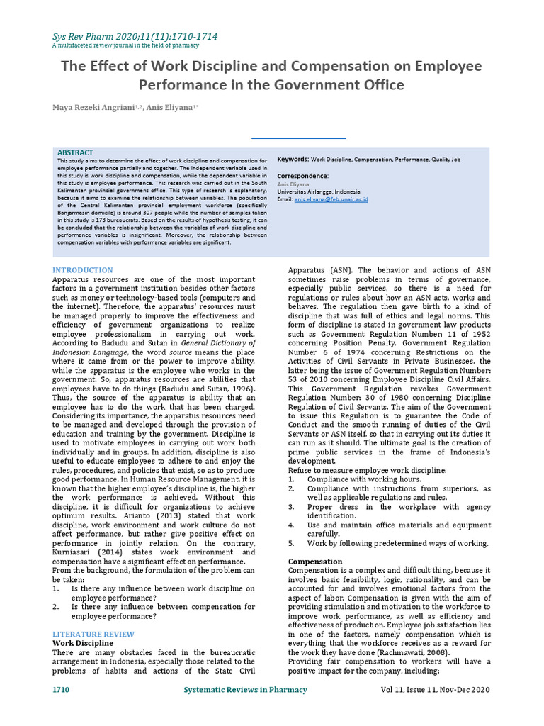 The Effect of Work Discipline and Compensation on Employee Performance ...