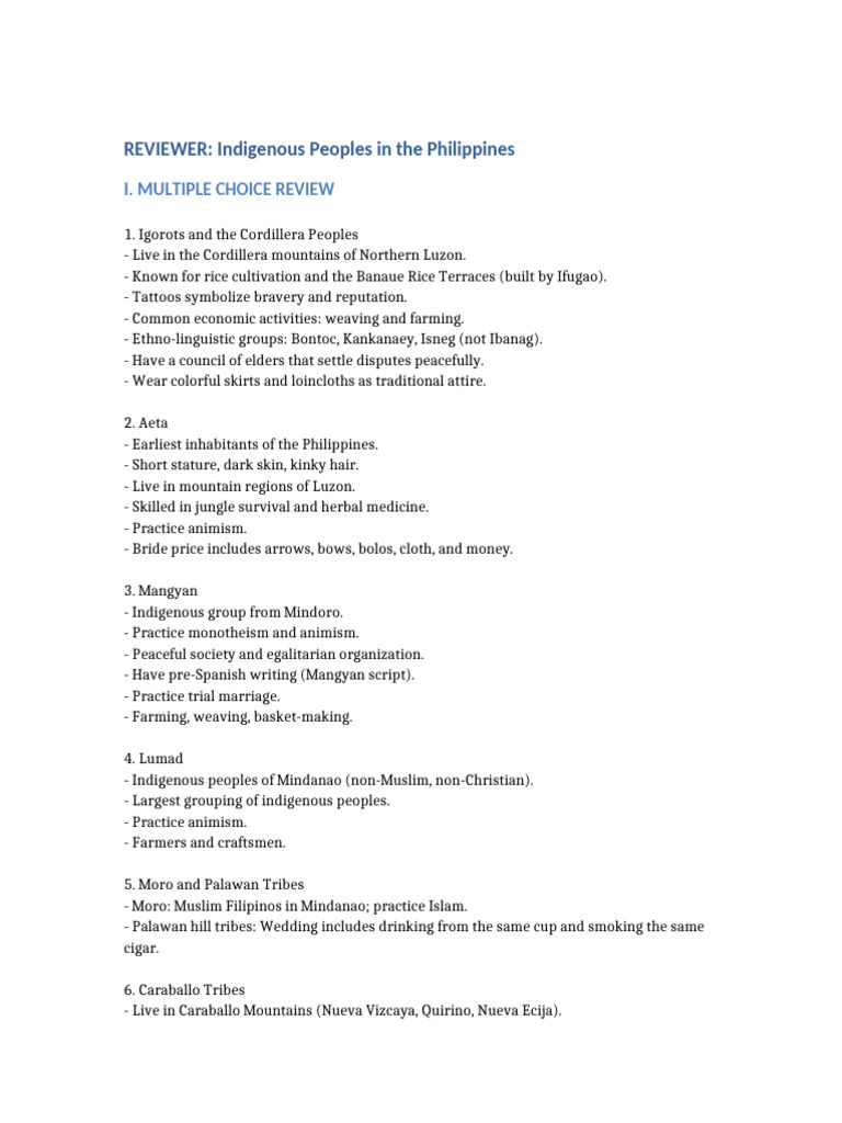 Indigenous Peoples of the Philippines Review | PDF | Luzon | Ethnicity