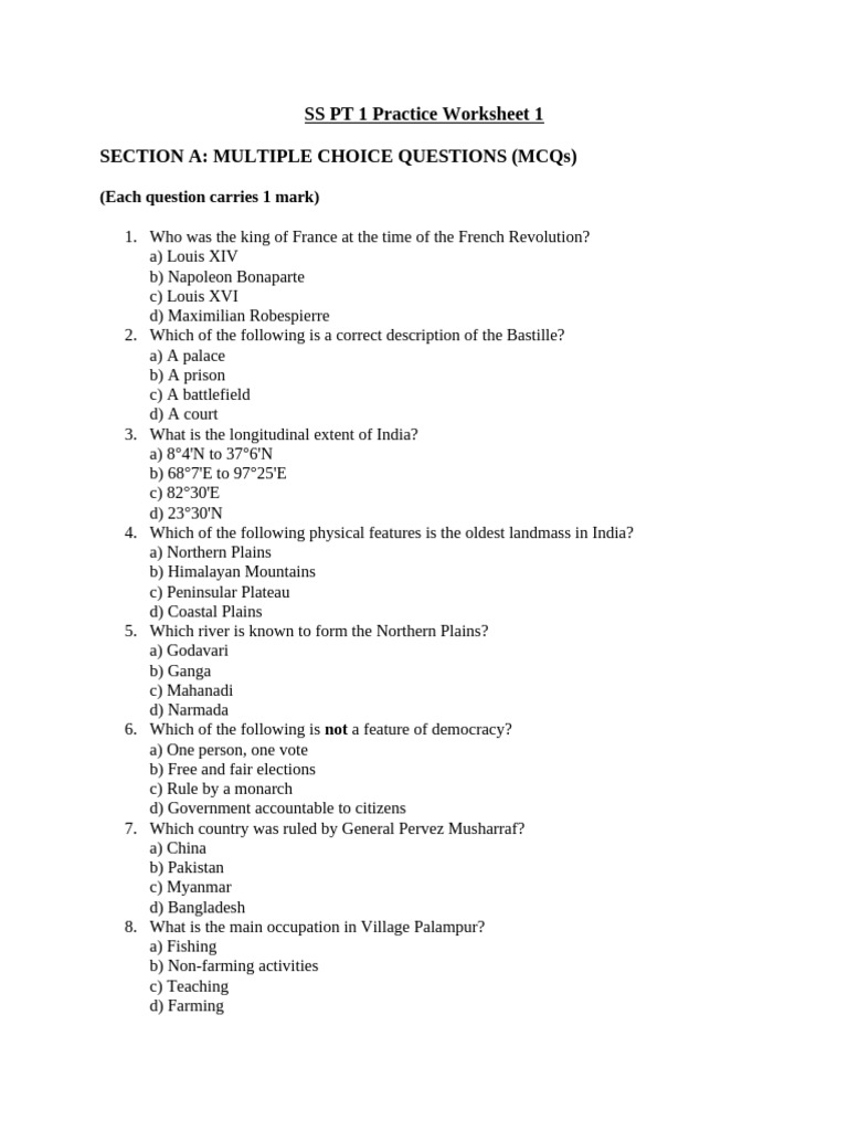 French Revolution and India Geography Quiz | PDF | Earth Sciences
