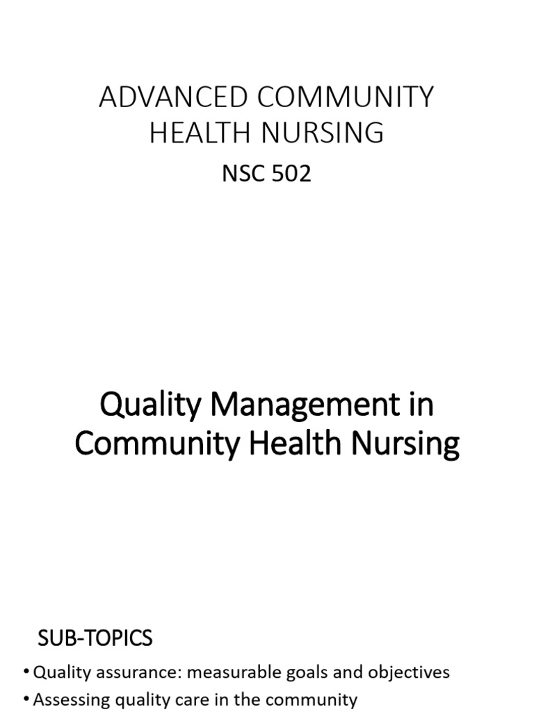 Quality Management in Community Health | PDF | Quality Assurance | Risk