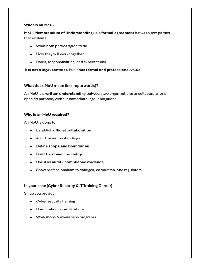 MoU - CEZ | PDF | Memorandum Of Understanding | Computer Security