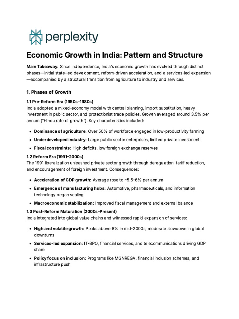 10 Economic Growth in India_ Gpt | PDF | Agriculture | Economic Growth