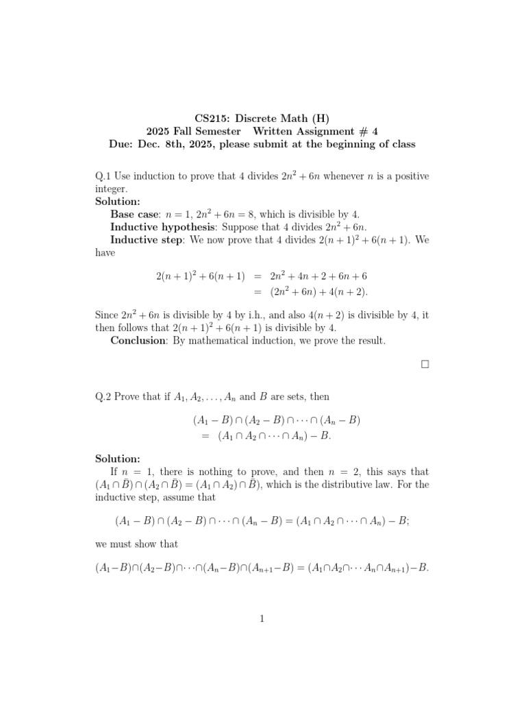 Discrete Math Induction Assignments | PDF | Postage Stamp | Numbers