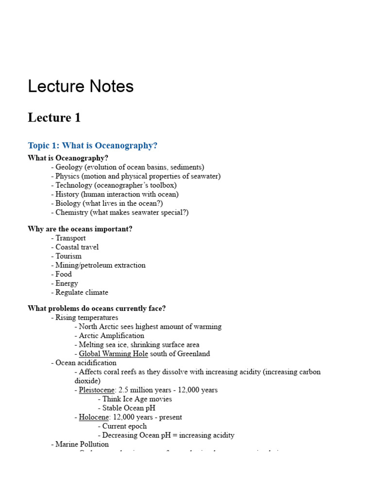 Introduction to Oceanography Concepts | PDF | Continental Shelf | Oceans