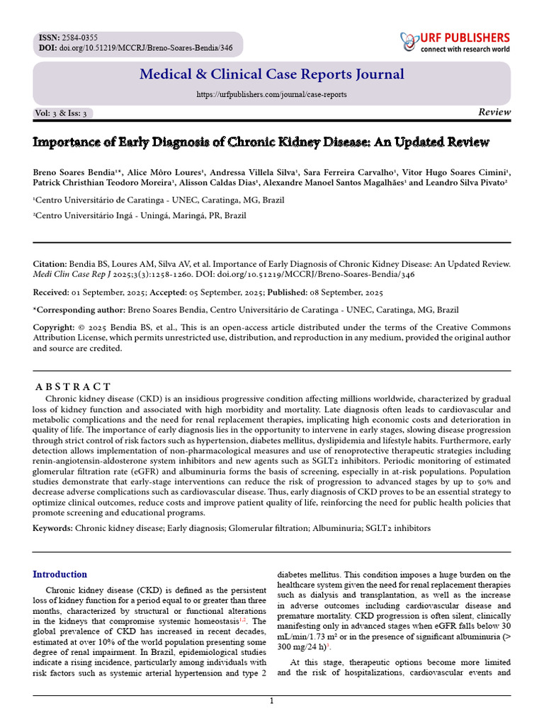 Early Diagnosis of Chronic Kidney Disease | PDF | Chronic Kidney ...