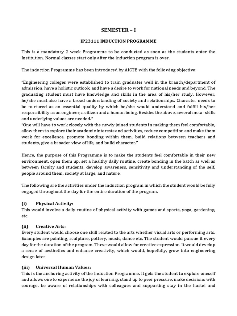 Induction Programme Overview for Students | PDF | Integral | Semiconductors