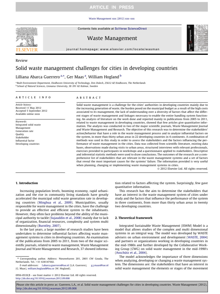 j.wasman.2012.09.008 | PDF | Waste Management | Waste