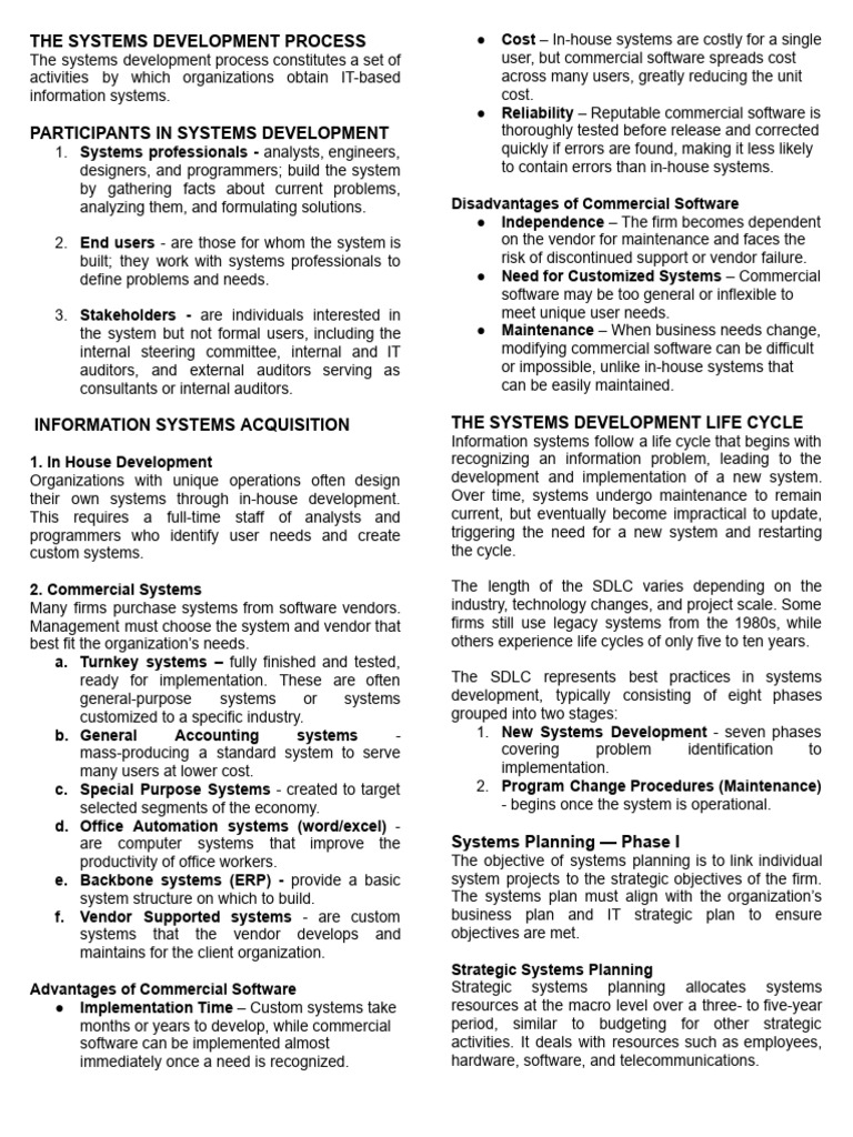 Systems Development Process Overview | PDF | Audit | Feasibility Study
