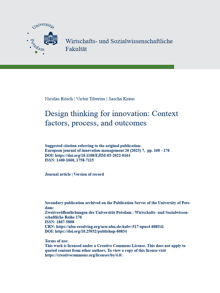 Design Thinking Framework for Innovation | PDF | Creativity | Innovation