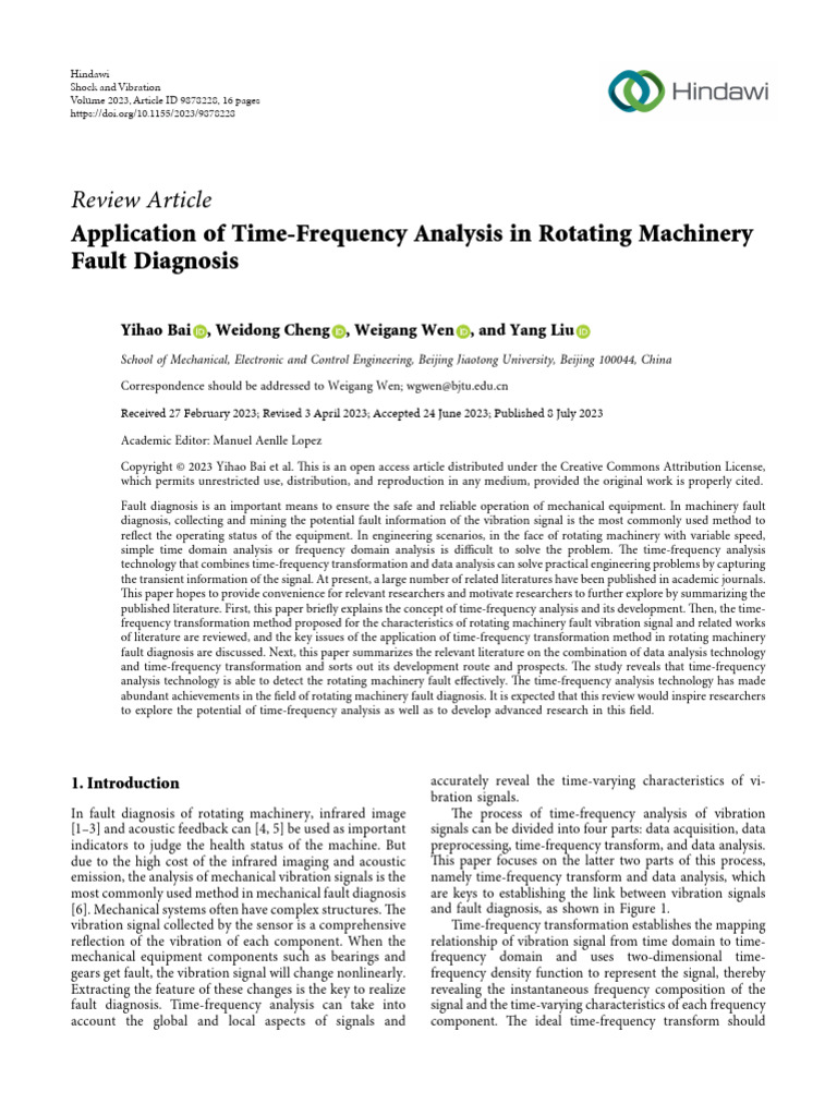 Time-Frequency Analysis in Machinery Fault Diagnosis | PDF | Wavelet ...