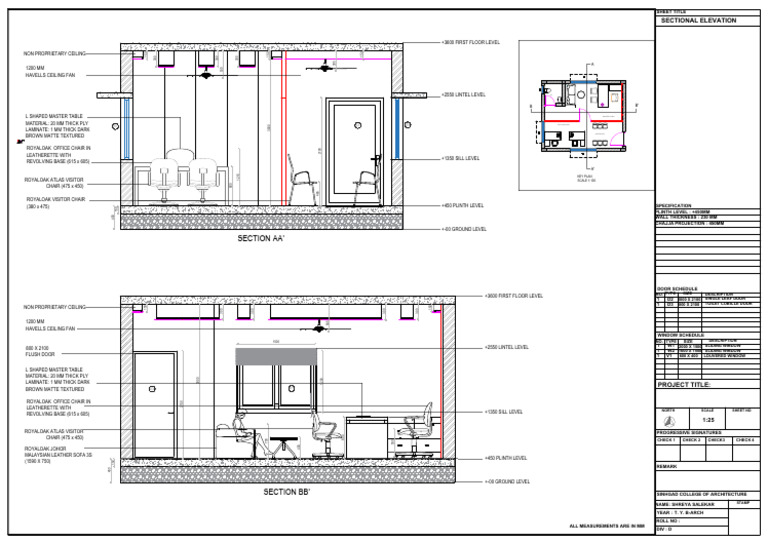 Sectional Elevation for First Floor | PDF | Furniture | Building Materials