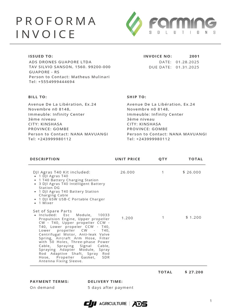 Invoice Drone T40 | PDF