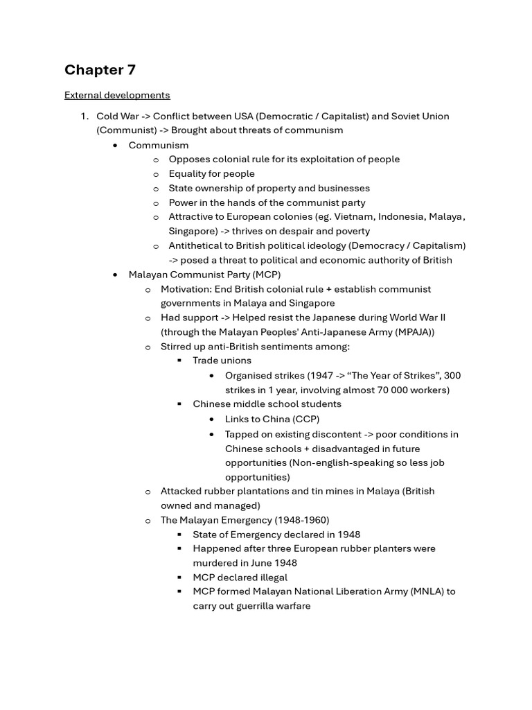 History WA3 Notes Kai En | PDF | Singapore | World Politics