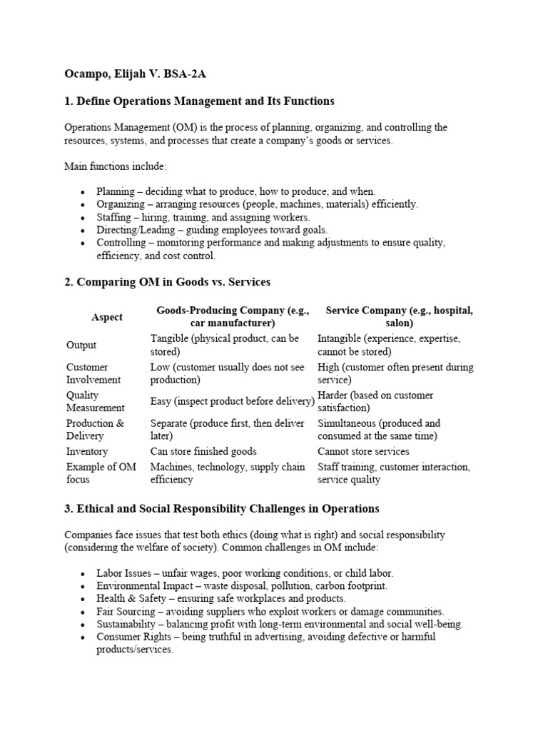 Operations Management Overview and Challenges | PDF | Goods ...