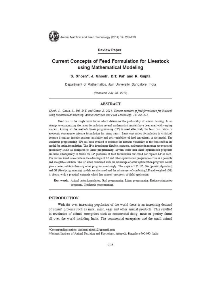 Livestock Feed Formulation Models | PDF | Mathematical Optimization ...