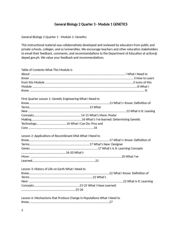 Genetics and Evolution Module 1 | PDF | Primer (Molecular Biology ...