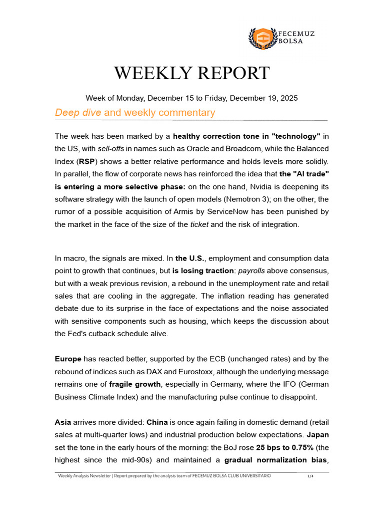 Weekly Market Analysis: Dec 15-19, 2025 | PDF | Inflation | Macroeconomics