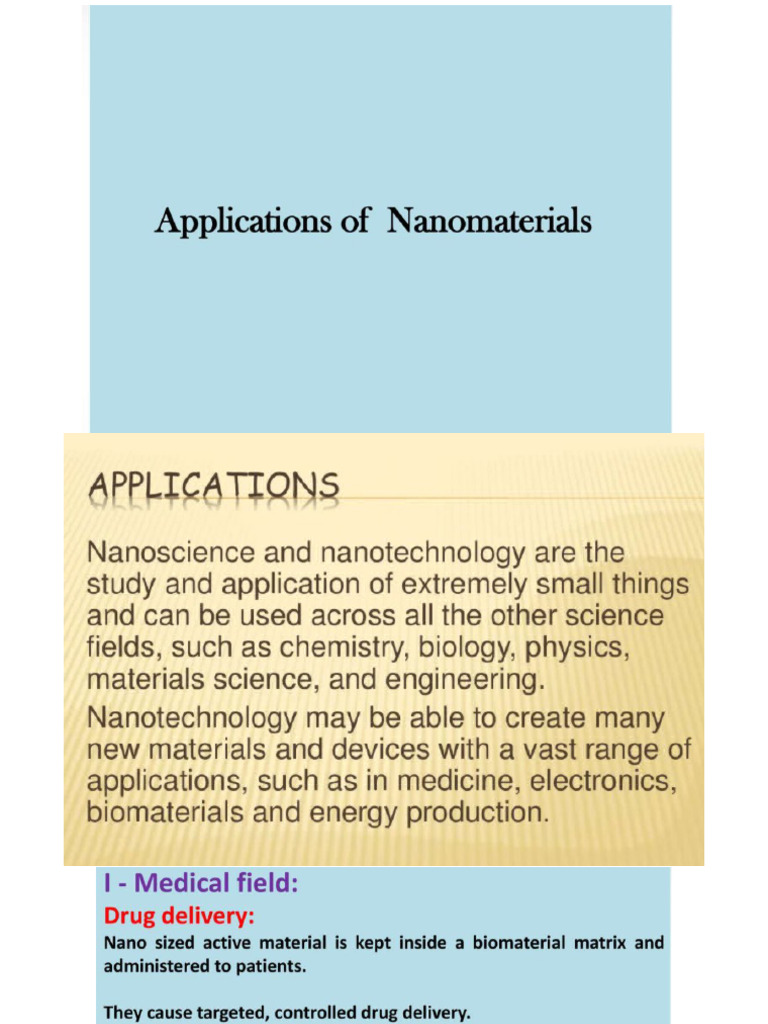 APPLICATIONS OF NANOTECHNOLOGY | PDF