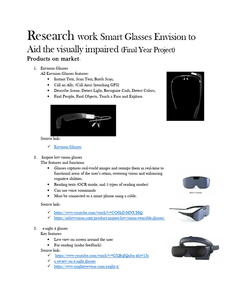 Smart Glasses for the Visually Impaired | PDF