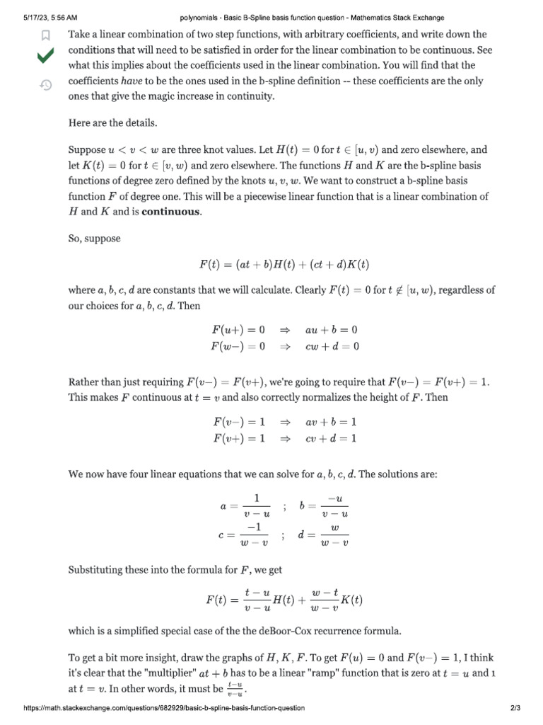 b Spline Derivation | PDF