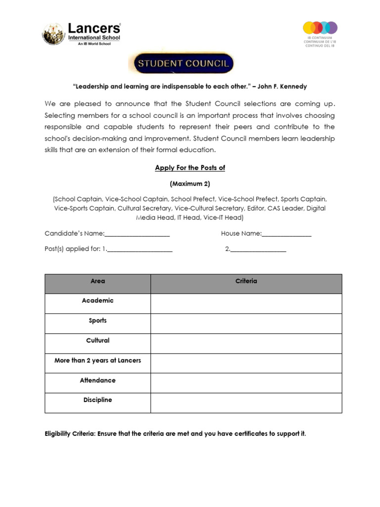 Student Council Application Guide | PDF