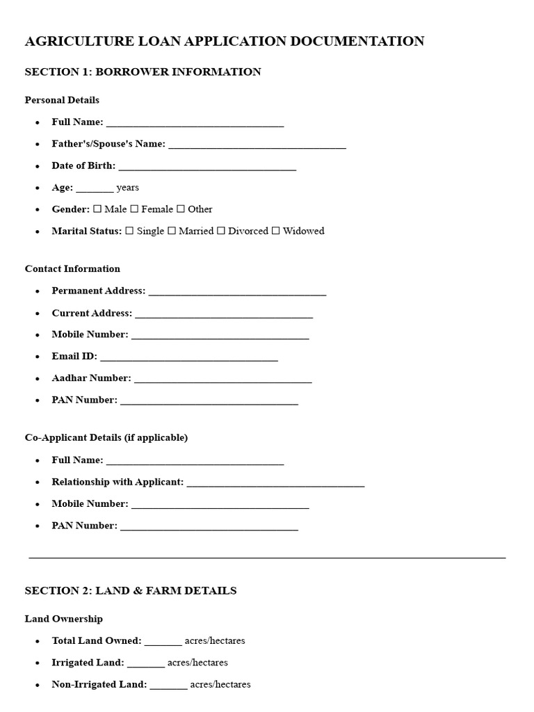 Agriculture Loan Application Form | PDF | Loans | Agriculture