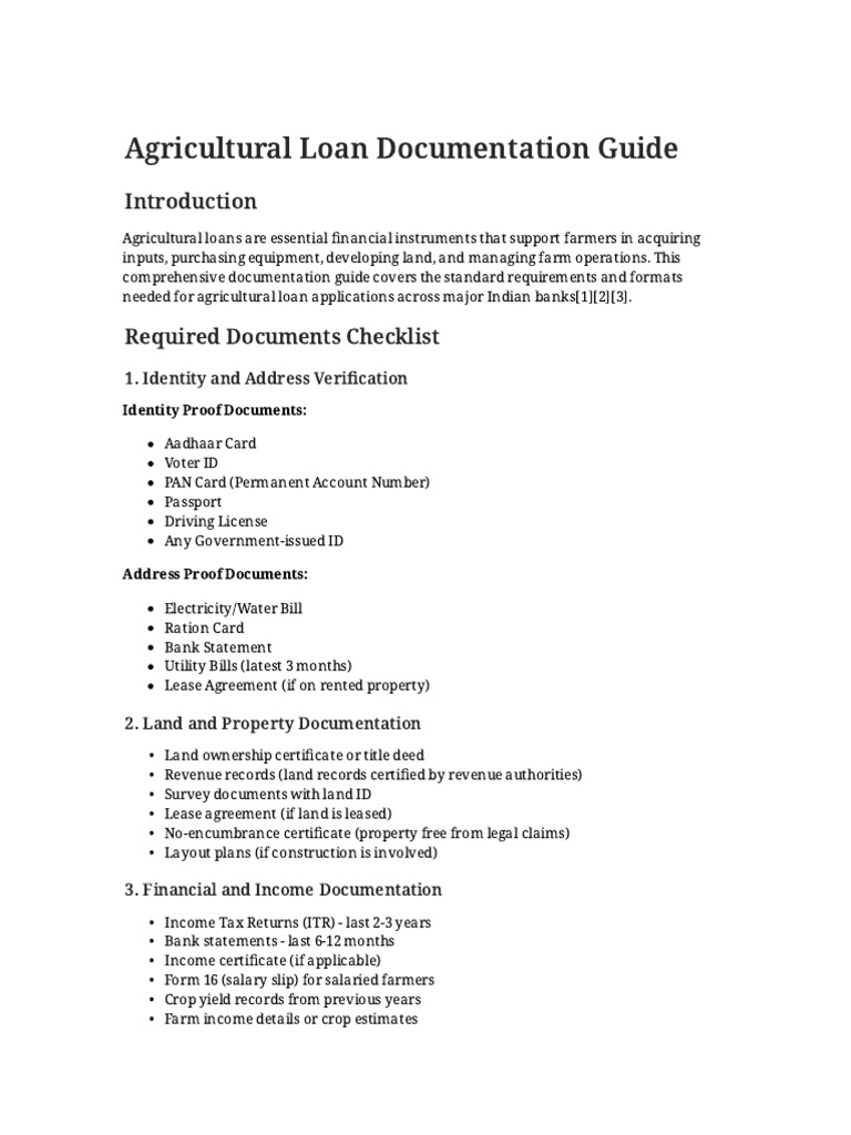 Agricultural Loan Documentation Preplexity | PDF | Loans | Banking
