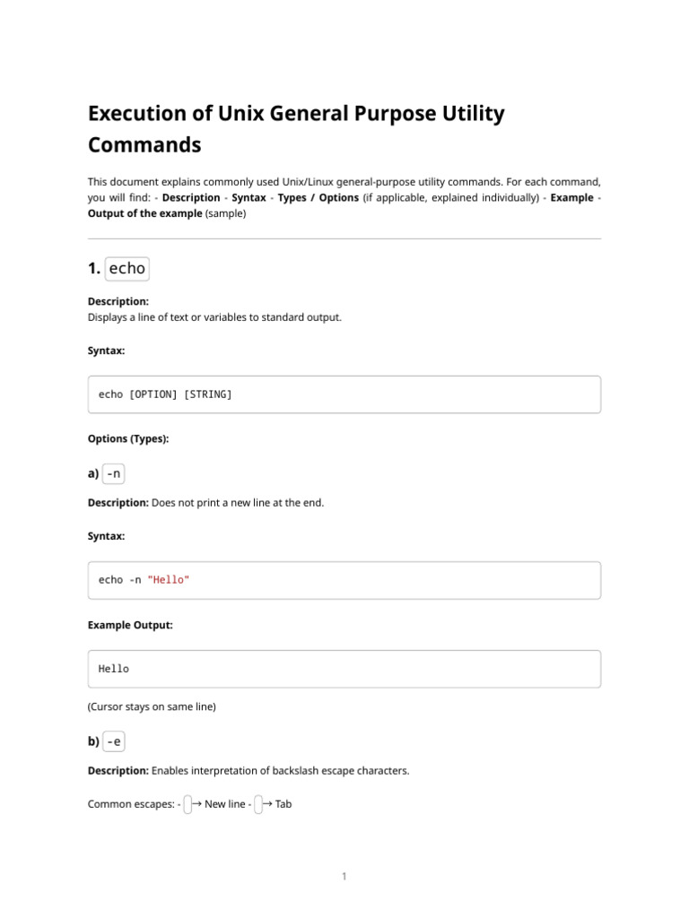 Essential Unix/Linux Utility Commands | PDF | Computing | Software