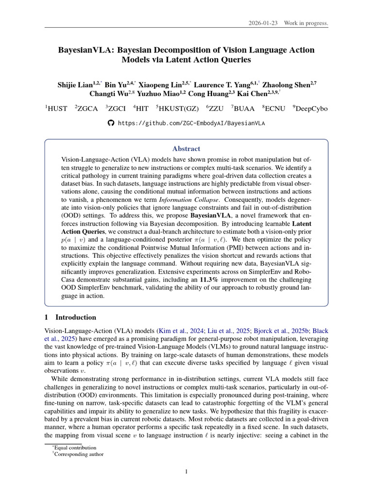 BayesianVLA: Enhancing VLA Models | PDF | Tangent | Derivative