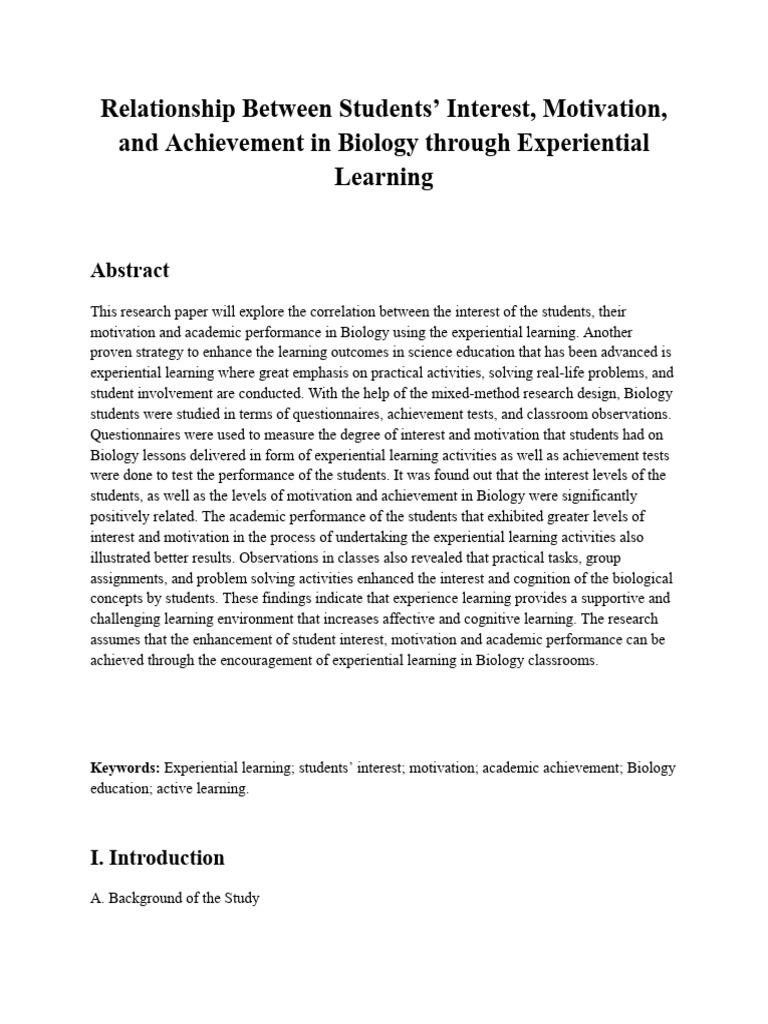 RelationshipBetweenStudentsInterestMotivationandAchievementinBiologythr ...