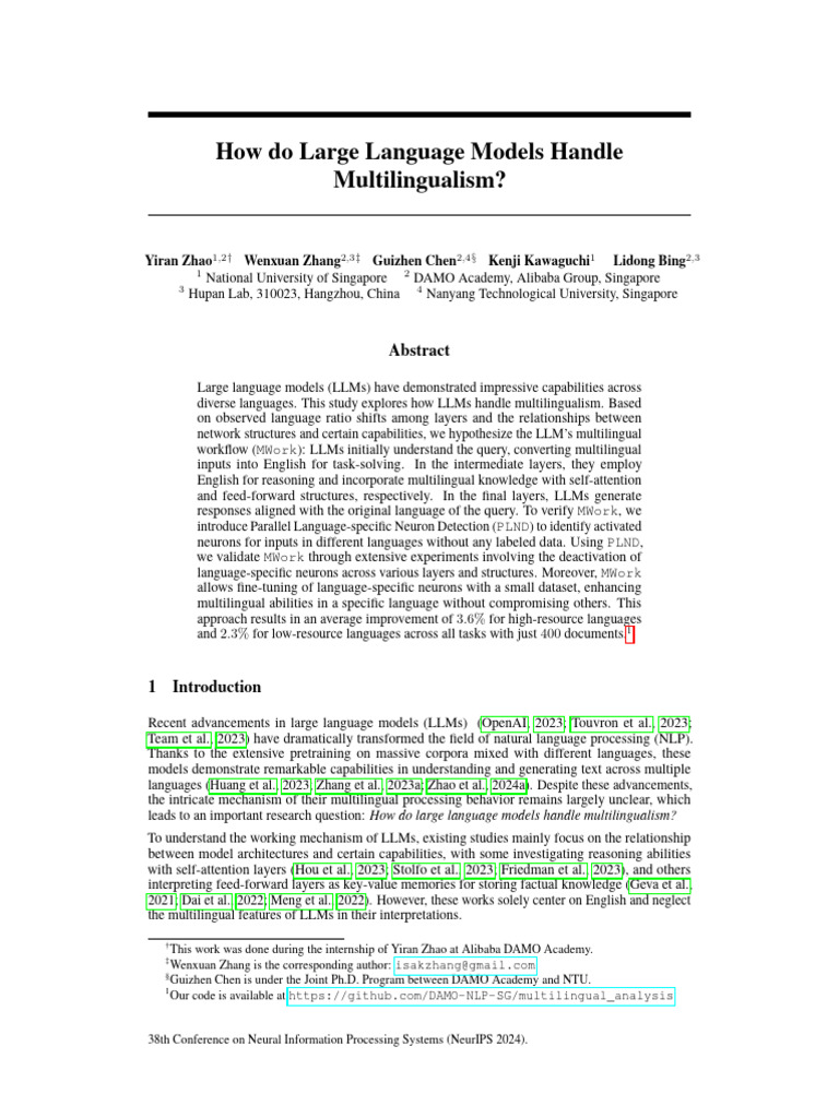 Multilingual Processing in Large Language Models | PDF | Learning ...