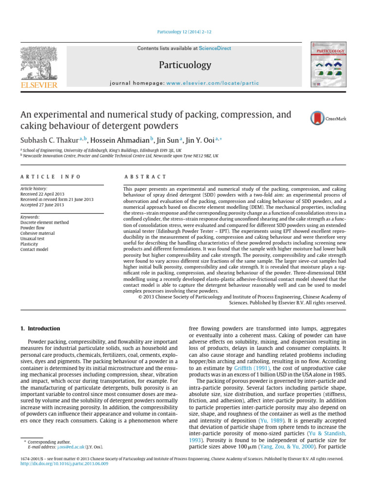 Study of Detergent Powder Behavior | PDF | Porosity | Stress (Mechanics)