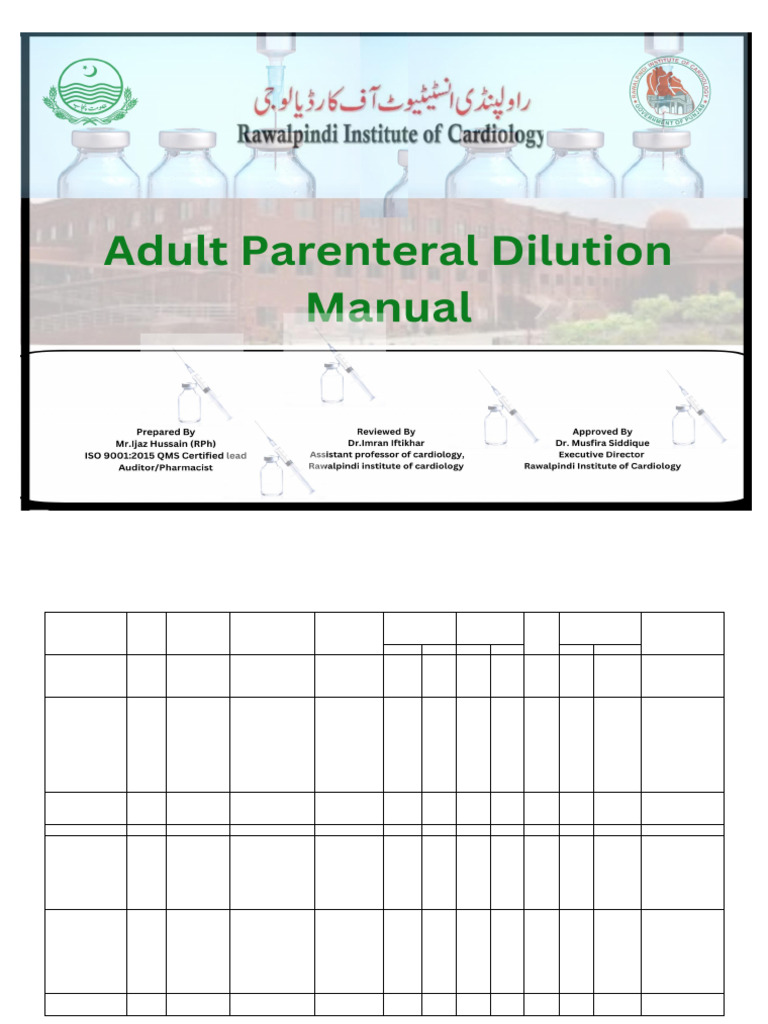Adult Parenteral Dilution Guidelines | PDF | Sodium | Intravenous Therapy