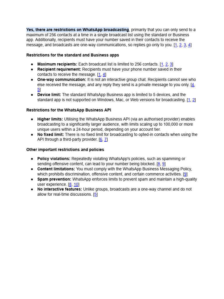 What Sapp Broadcasting Rules | PDF