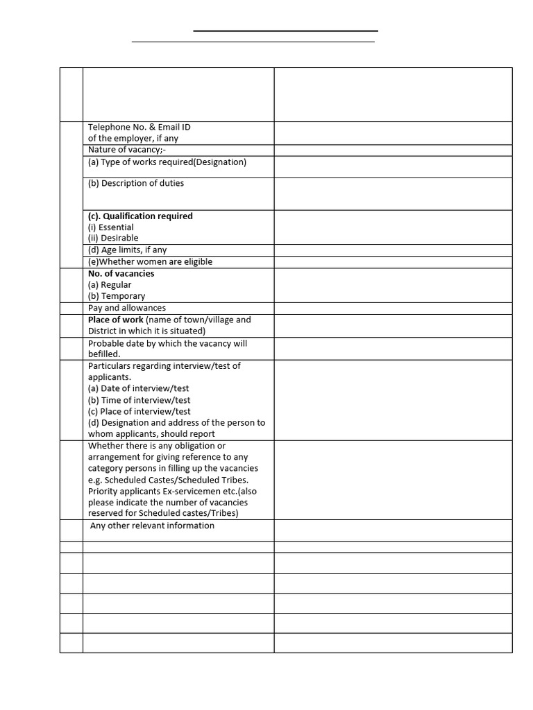 Vacancy Notification Form for Employers | PDF
