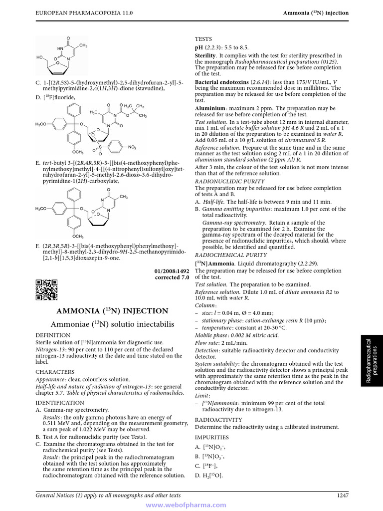 Ammonia (13N) injection | PDF | Chromatography | Gamma Ray