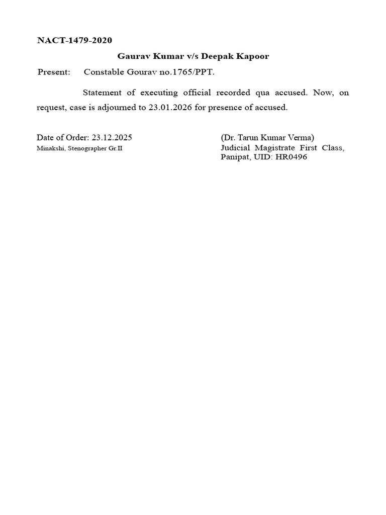 Gaurav Kumar v. Deepak Kapoor Case Update | PDF