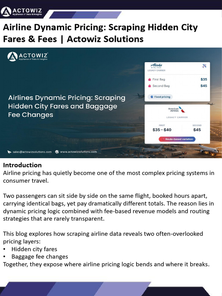 Airline Dynamic Pricing - Scraping Hidden City Fares & Fees.pptx | PDF ...