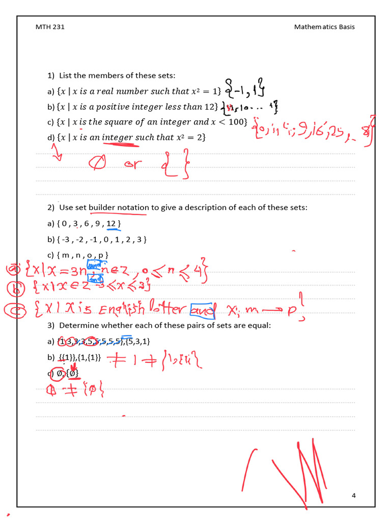 Sets Exercises | PDF