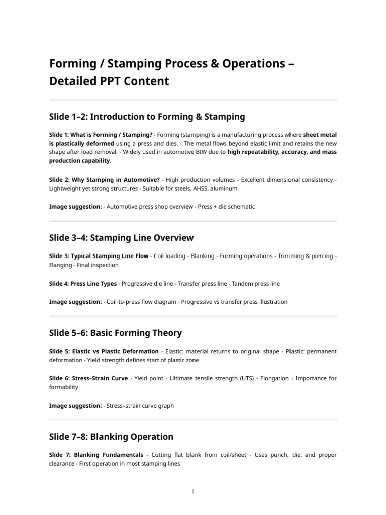 Forming and Stamping Processes Overview | PDF | Deformation ...