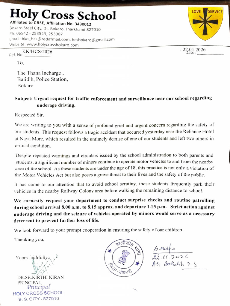 Letter of Police Reg.road Safety | PDF