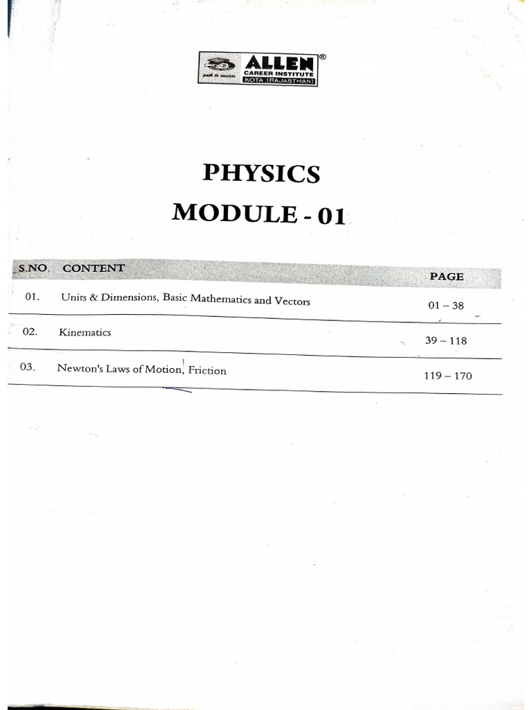 Allen Unit and Dimensions Notes | PDF