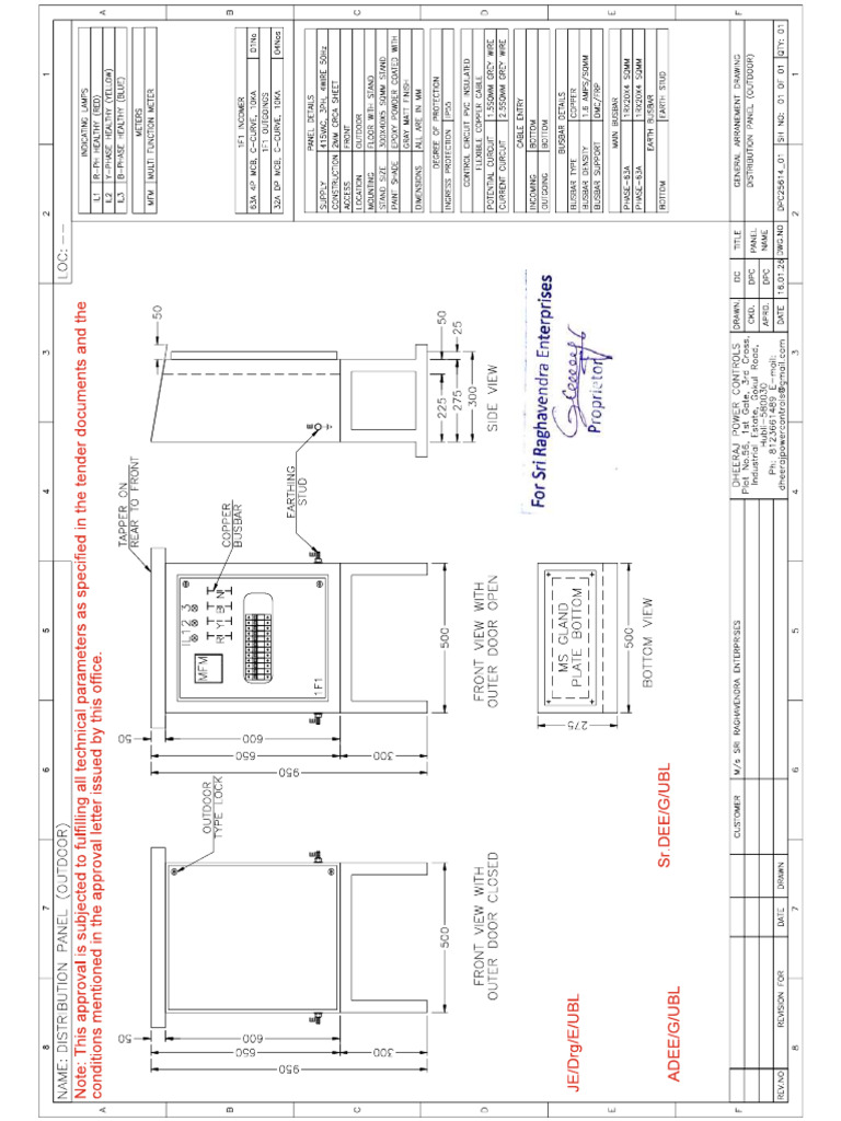 LT Out Door Panel Drawing | PDF