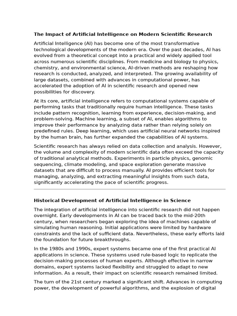 AI's Role in Modern Scientific Research | PDF | Artificial Intelligence ...